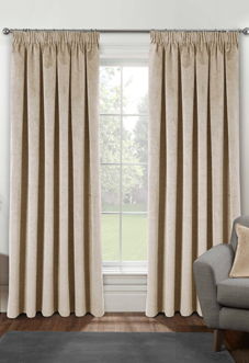 Oxford (Blackout) Pencil Pleat, Cream - Ready Made Curtains